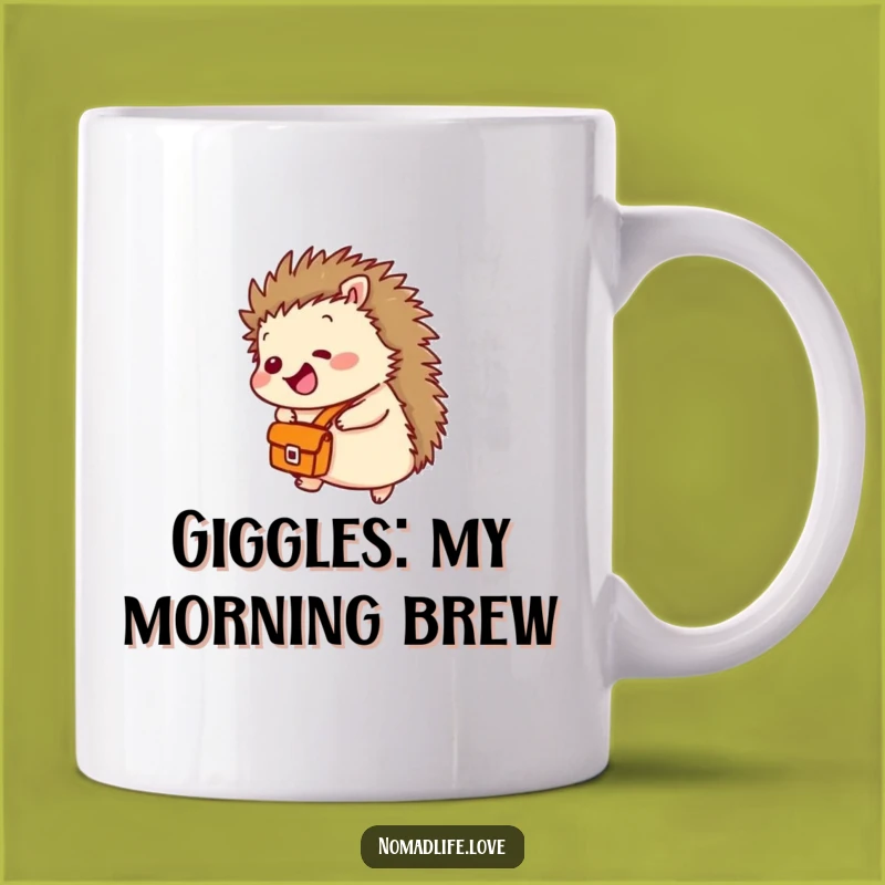 Funny Hedgehog Satchel Mug: Hilarious Rolling Downhill Gift for Joyful Souls