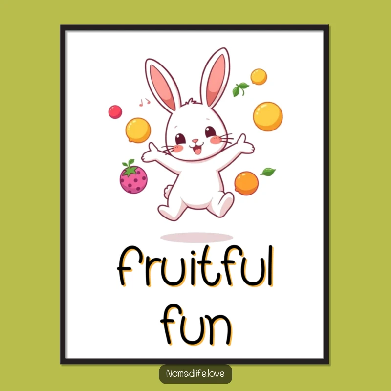 Funny Bunny Juggling Digital Print: Instant Joyful Art for Your Space