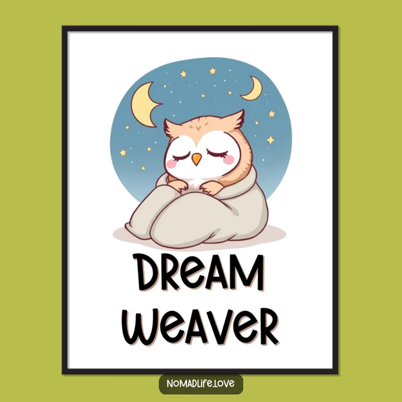 Funny Owl Starry Night Art Print: Hilarious Dreamy Wall Decor Gift