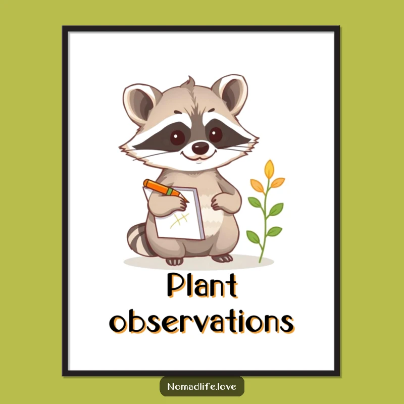 Funny Raccoon Sketch Art Print: Hilarious Nature Artist Wall Decor Gift
