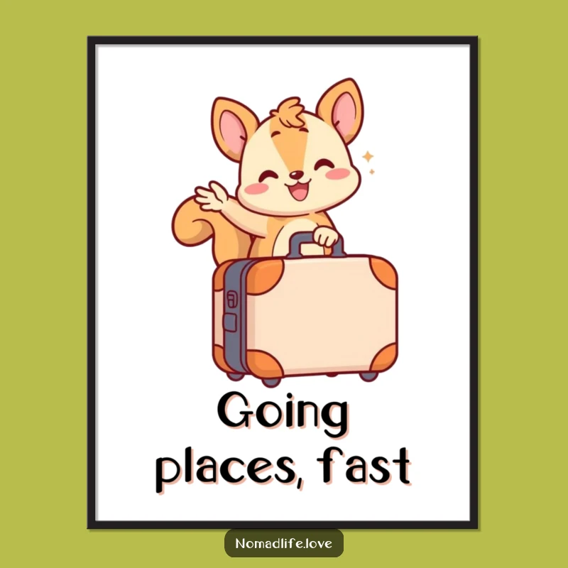 Funny Squirrel Suitcase Digital Print: Wiggling Character Art for Instant Funny Gift