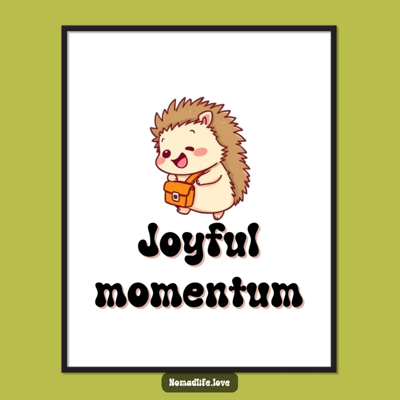 Funny Hedgehog Rolling Art Print: Hilarious Downhill Joy Wall Decor Gift