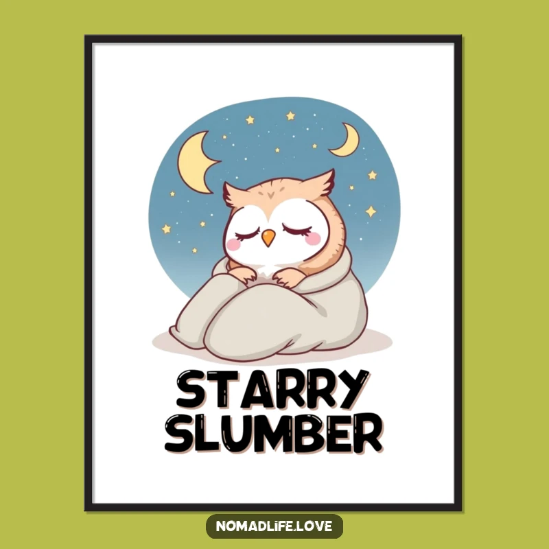 Funny Owl Starry Sky Poster: Hilarious Dreamy Night Art Gift