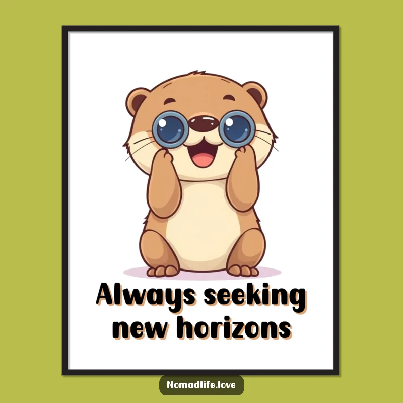 Funny Free Printable Wall Art: Playful Otter's Joyful Discovery Downloadable Decor