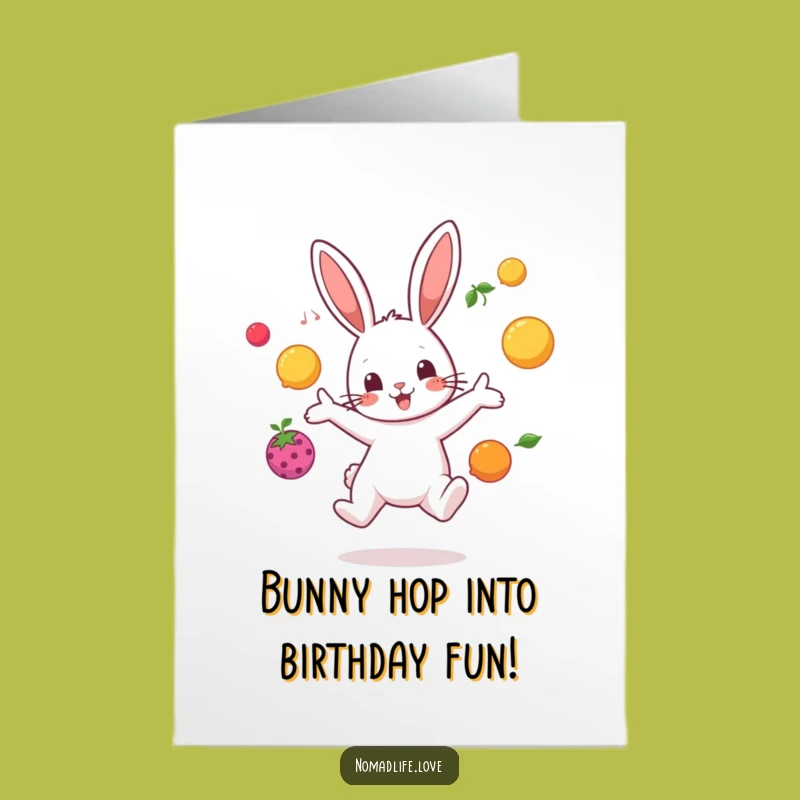 Free Printable Birthday Card: Bunny Juggler Fun Downloadable Gift