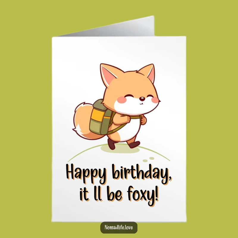 Free Printable Birthday Card: Fox Hiker Fun Downloadable Gift
