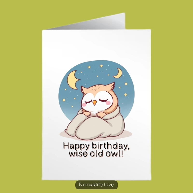 Free Printable Birthday Card: Owl Sleeps Soundly Happy Birthday Downloadable Gift