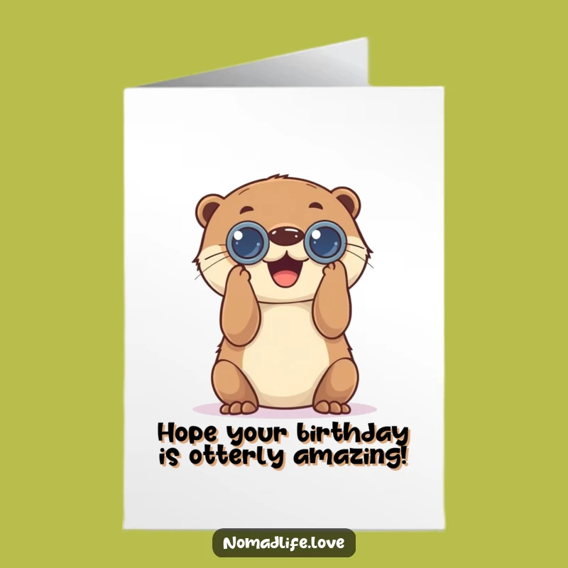 Free Printable Birthday Card: Playful Otter Spots Fun Funny Downloadable Gift