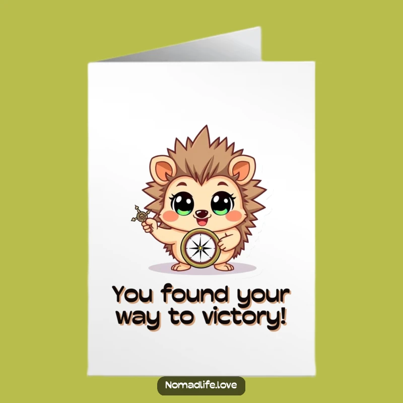 Free Printable Congrats Card: Hedgehog Navigator Downloadable Gift