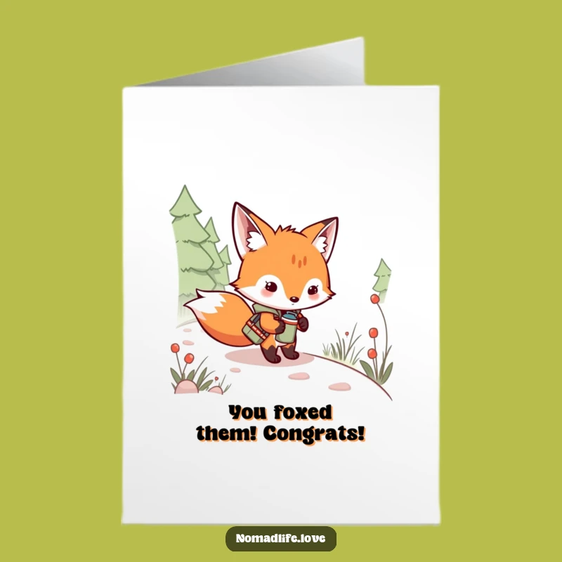 Free Printable Congrats Card: Mischievous Fox Kit Celebrates Your Win Funny Downloadable Gift