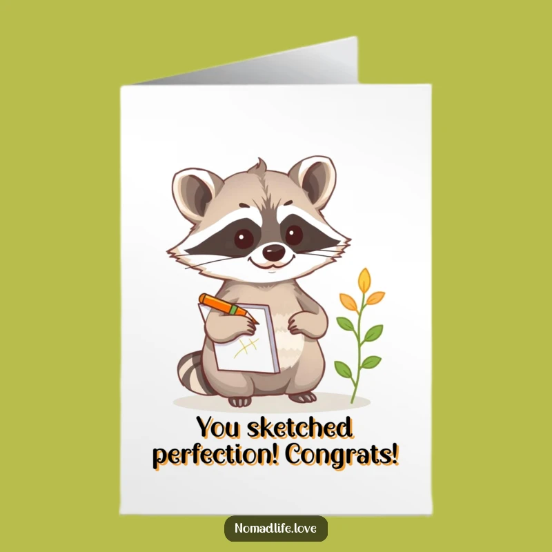 Free Printable Congrats Card: Raccoon Notes Your Amazing Achievement Funny Downloadable Gift