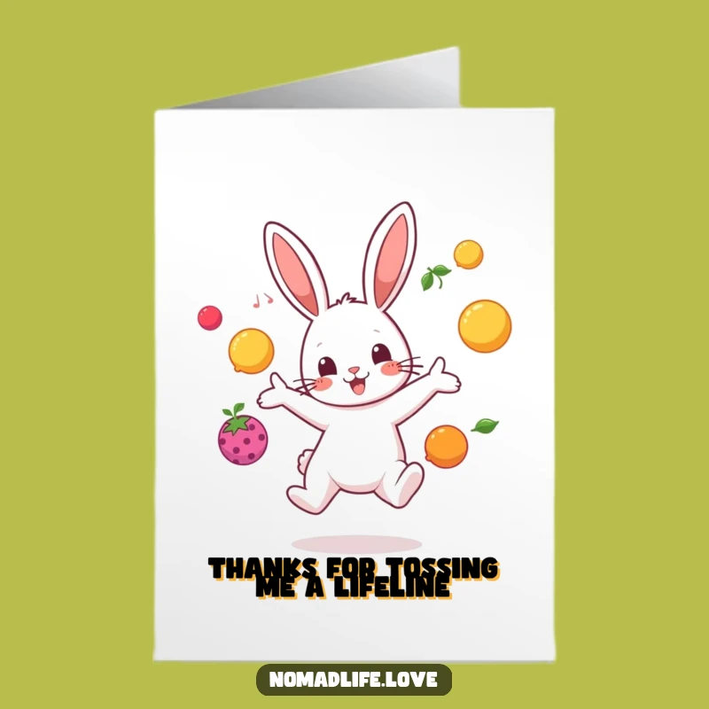 Free Printable Thank You Card: Bunny Juggler Thanks Downloadable Gift