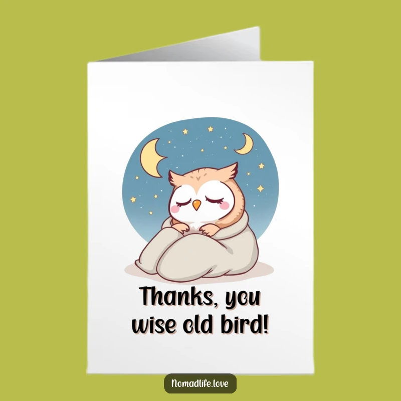 Free Printable Thank You Card: Owl's Peaceful Thanks Funny Downloadable Gift