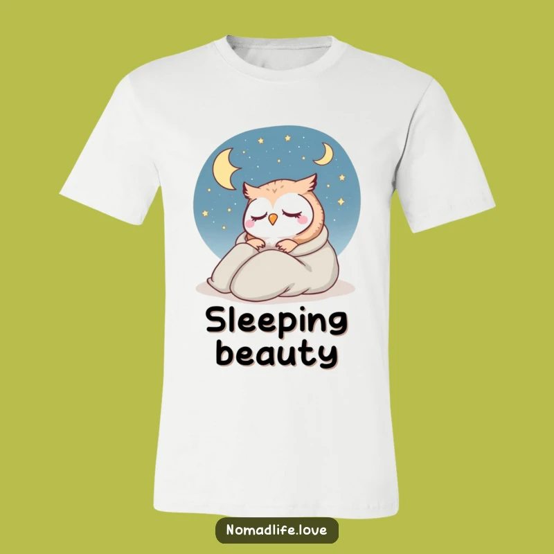 Funny Contented Owl T-Shirt: Hilarious Sleepy Starry Night Tee Gift