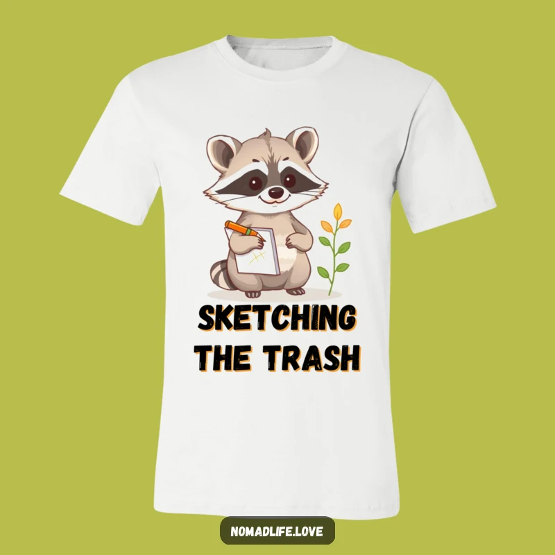 Funny Curious Raccoon T-Shirt: Hilarious Sketch Artist Tee Gift