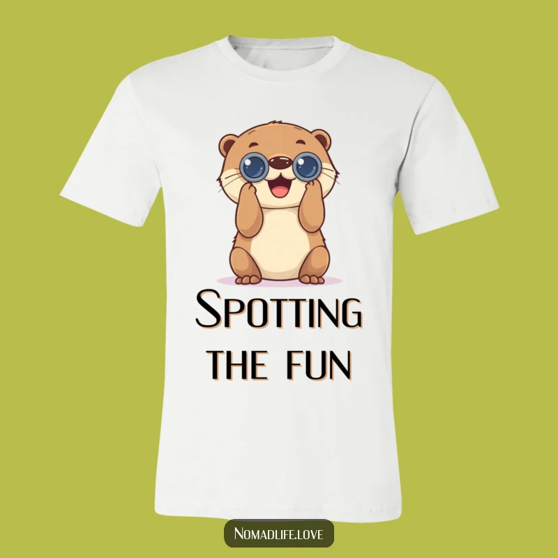 Funny Playful Otter T-Shirt: Hilarious Binocular Explorer Tee Gift