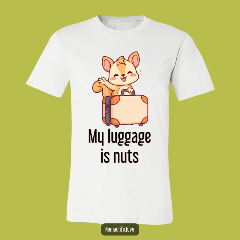 Funny Squirrel Suitcase T-Shirt: Adorable Wiggling Character Great as a Funny Gift