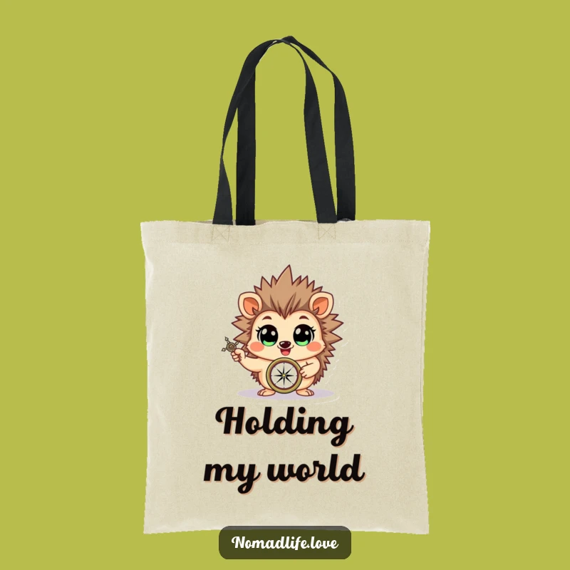 Funny Hedgehog Compass Tote Bag: Carry Your Adventures Hilariously
